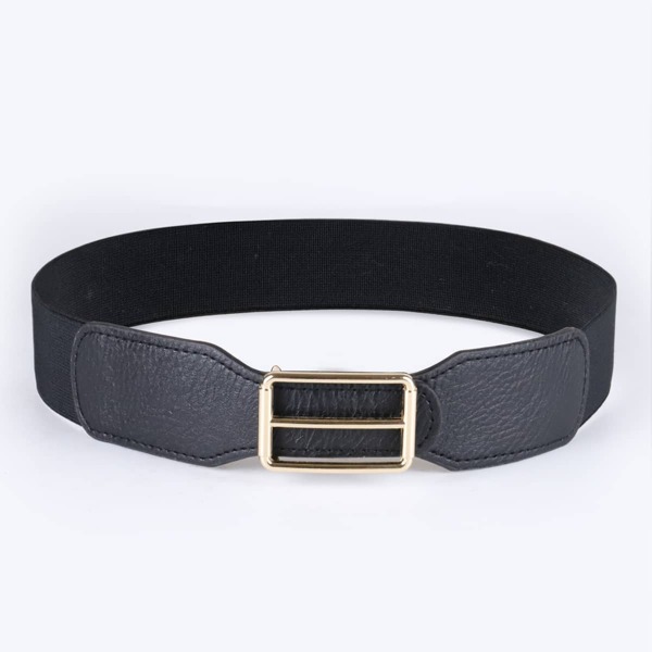 

Metal Buckle Wide Belt, Black