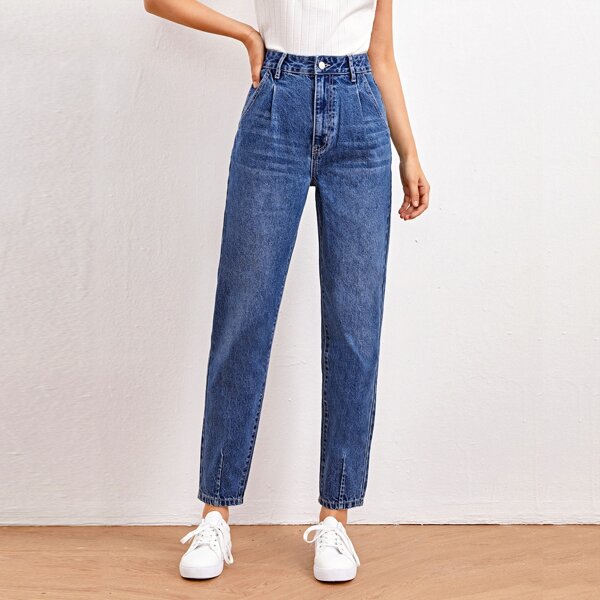 

High-Waisted Denim Baggy Jeans, Medium wash