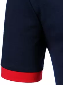 Manfinity Homme 男士拼接滾邊polo襯衫 - 藏蓝色 - 查看 6