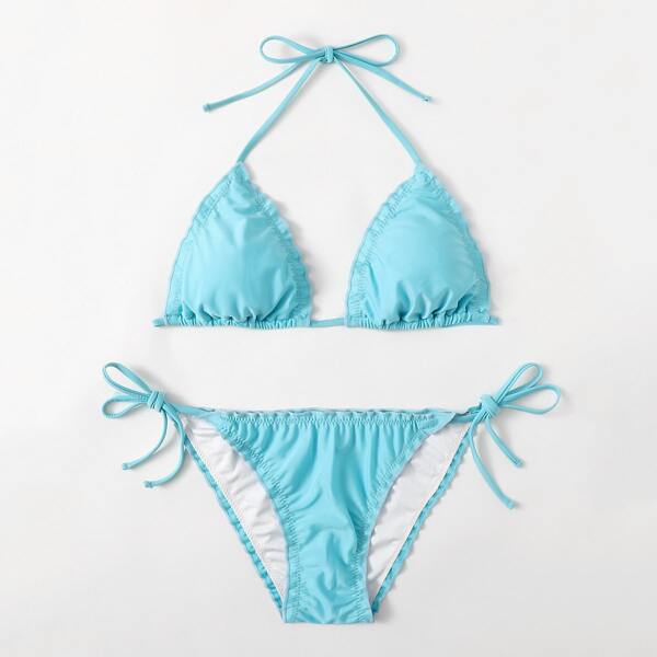 

Halter Tie Side Bikini Swimsuit, Blue