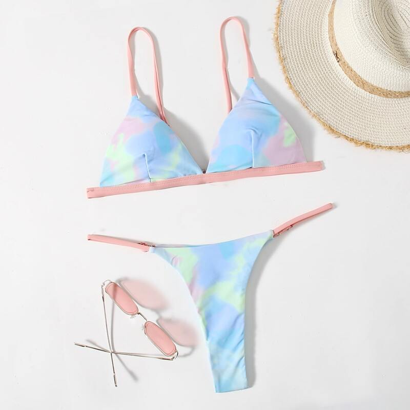 

Tie Dye Thong Bikini Swimsuit, Multicolor