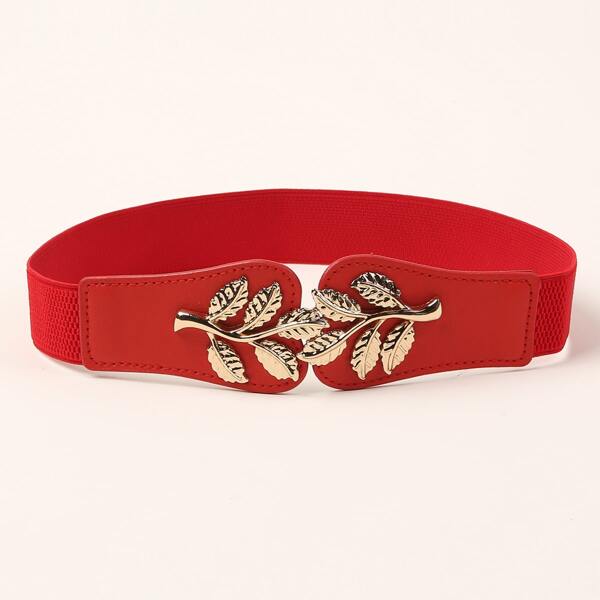 

Leaf Buckle Corset Belt, Red