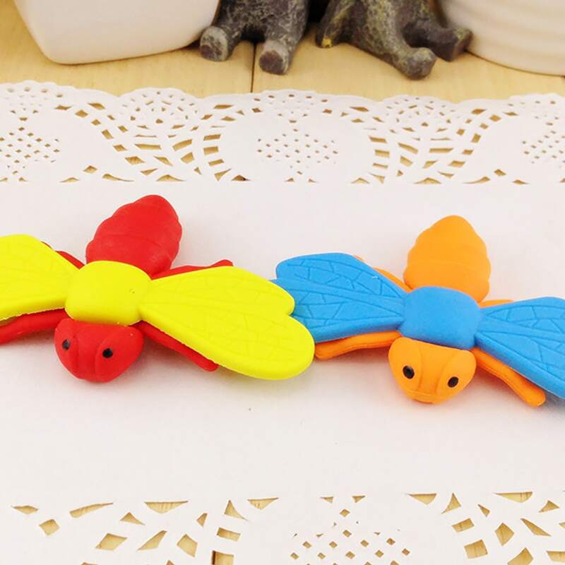 

3pcs Dragonfly Shaped Random Eraser, Multicolor