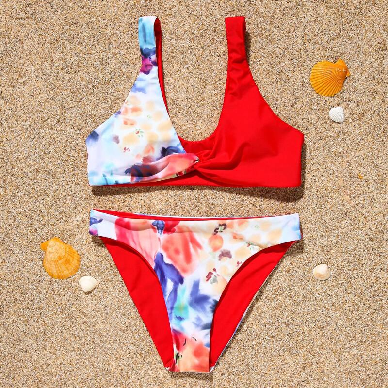 

Floral Knot Bikini Swimsuit, Multicolor