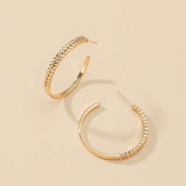 

Textured Cuff Hoop Earrings, Gold