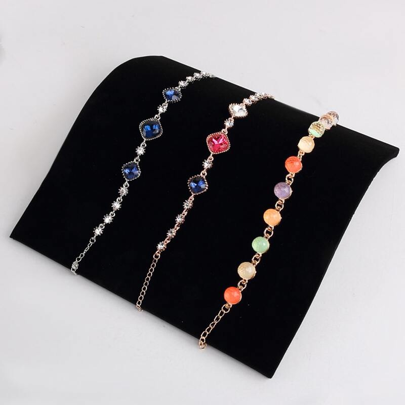 

1pc Velvet Necklace Bracelet Display Board, Black
