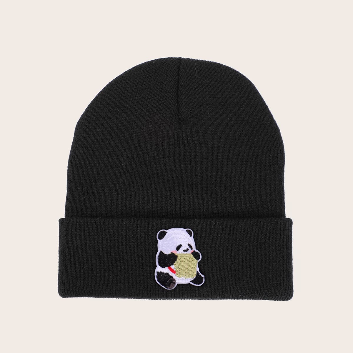 

Panda Label Beanie, Black