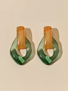 1 par de pendientes geométricos transparentes con gota de agua, de moda y únicos - Verde - Ver 9