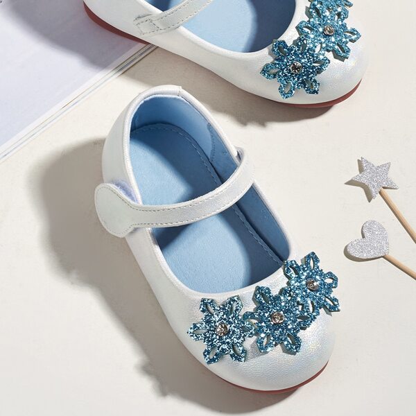 

Toddler Girls Glitter Flower Decor Flats, Silver