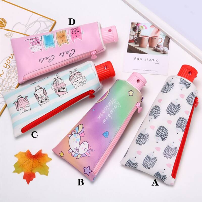 

1pc Cartoon Toothpaste Shaped Pencil Case, Multicolor