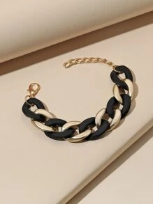 雙色鏈條手鐲 - 黑色 - 查看 1