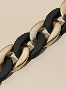 雙色鏈條手鐲 - 黑色 - 查看 3