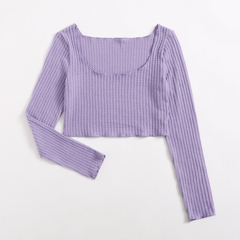 

Scoop Neck Crop Tee, Lilac purple