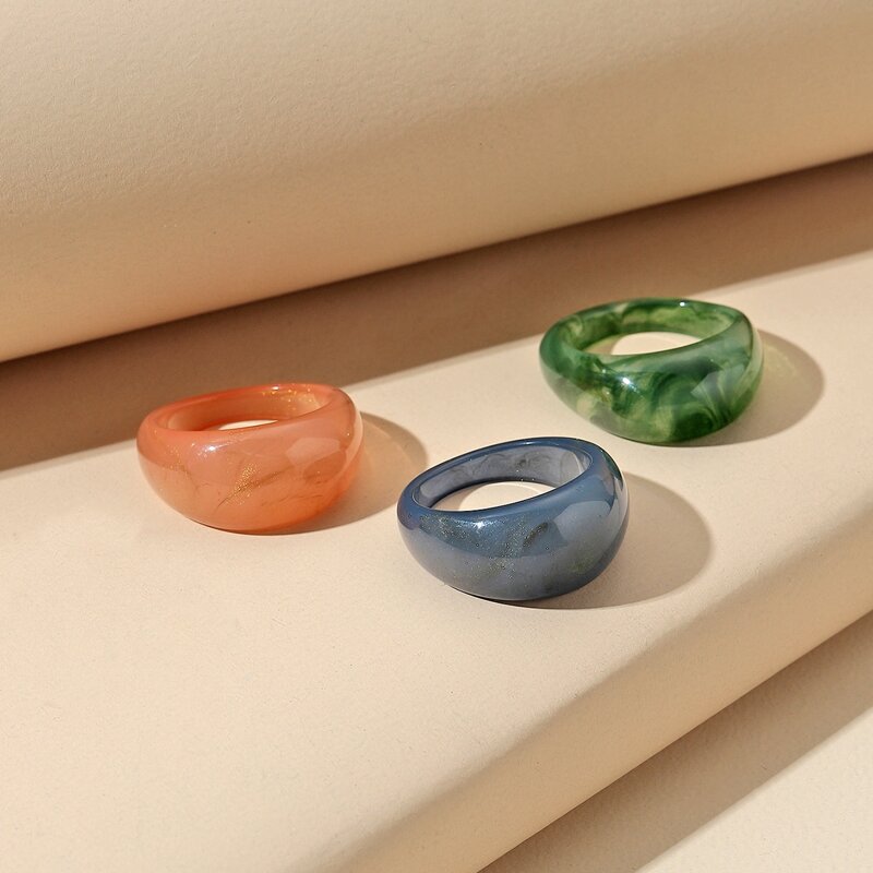 

3pcs Resin Ring, Multicolor