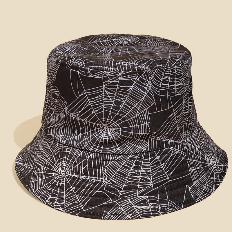 

Spider Web Pattern Bucket Hat, Black