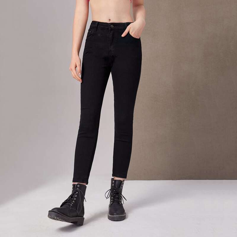 

Solid Pocket Jeans, Black