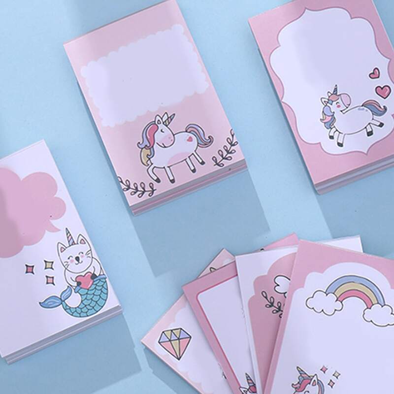 

1pack Cartoon Unicorn Print Random Memo Pad, Multicolor