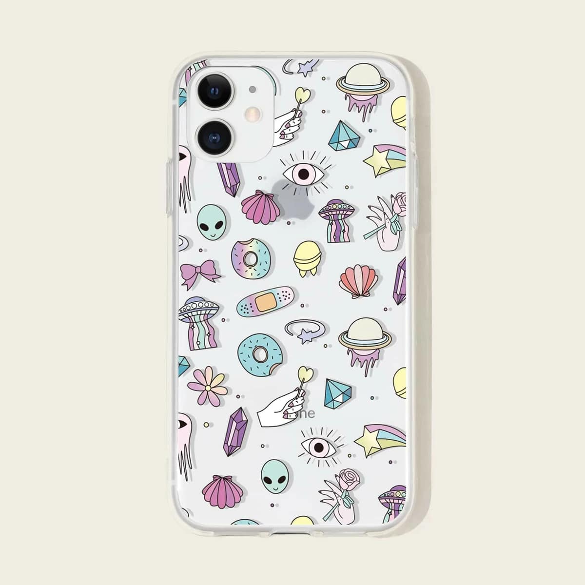 

Cartoon Clear iPhone Case, Multicolor