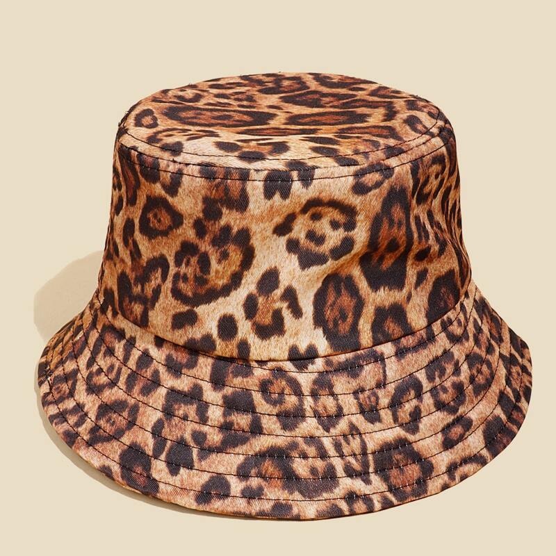 

Leopard Pattern Bucket Hat, Brown