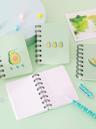 1 حزمة غطاء طباعة الأفوكادو دفتر حلزوني عشوائي