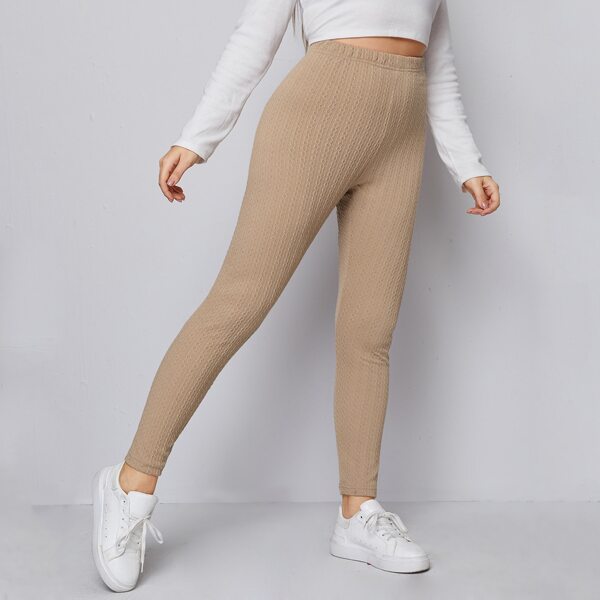 

Plus Solid High Waist Leggings, Khaki
