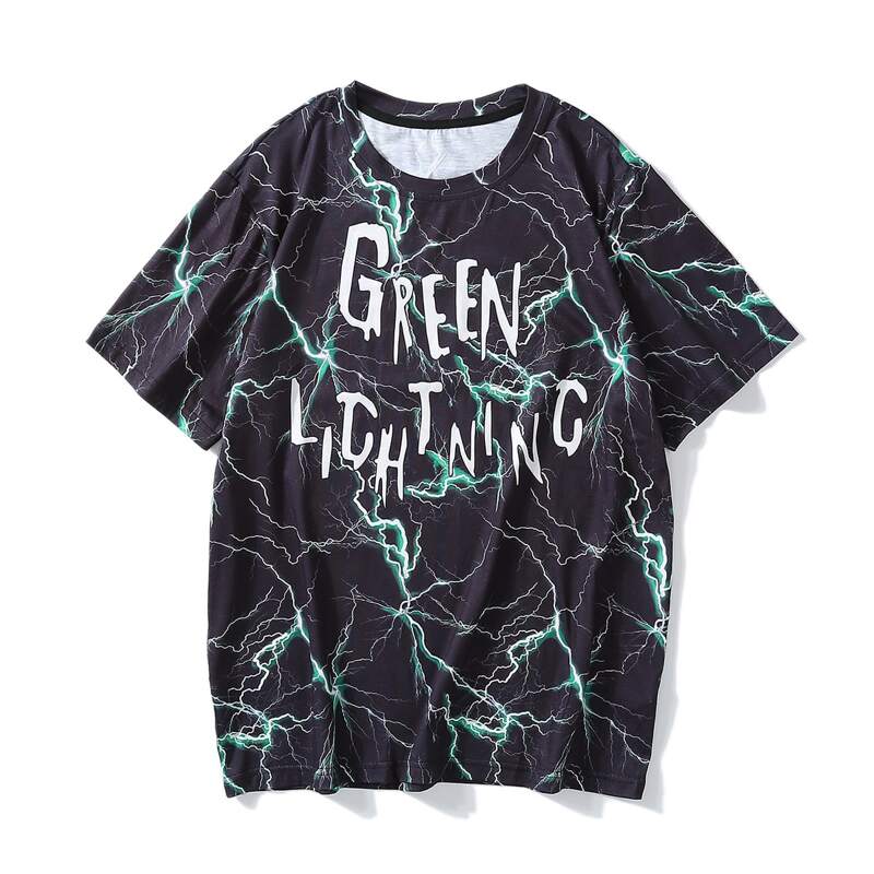 

Men Lightning And Letter Graphic Tee, Black