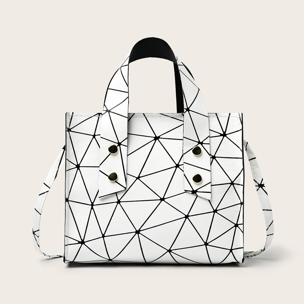 

Geo Graphic Satchel Bag, White
