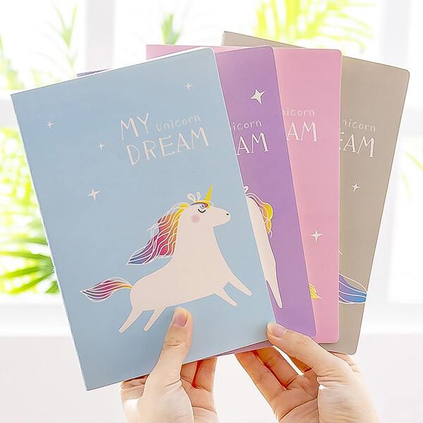 

1pack Unicorn Print Cover Random Notebook, Multicolor