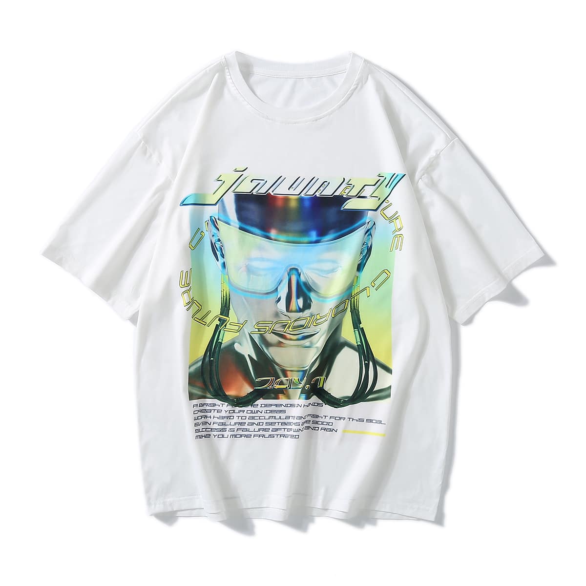 

Men Figure And Letter Graphic Tee, White