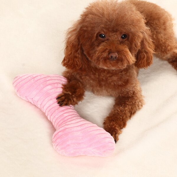 

Bone Shaped Plush Pet Chew Toy, Pink