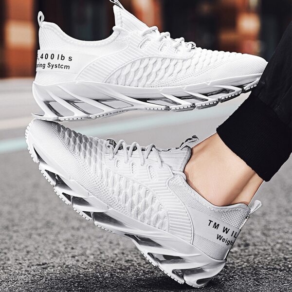 

Men Lace Up Decor Running Shoes, White
