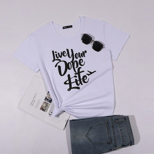

Slogan Graphic Round Neck Tee, White