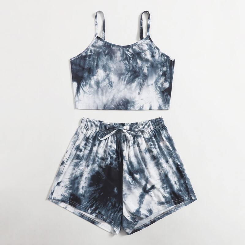 

Tie Dye Crop Cami & Tie Front Shorts, Multicolor