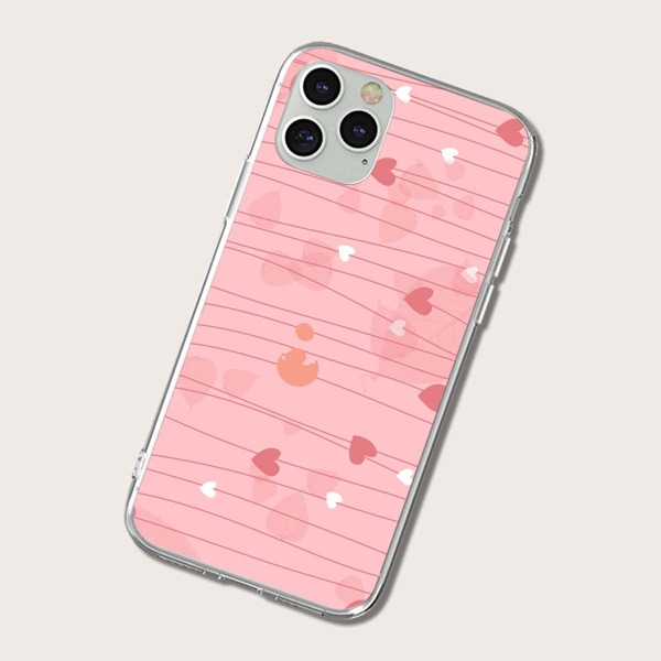 

Heart Print iPhone Case, Pink