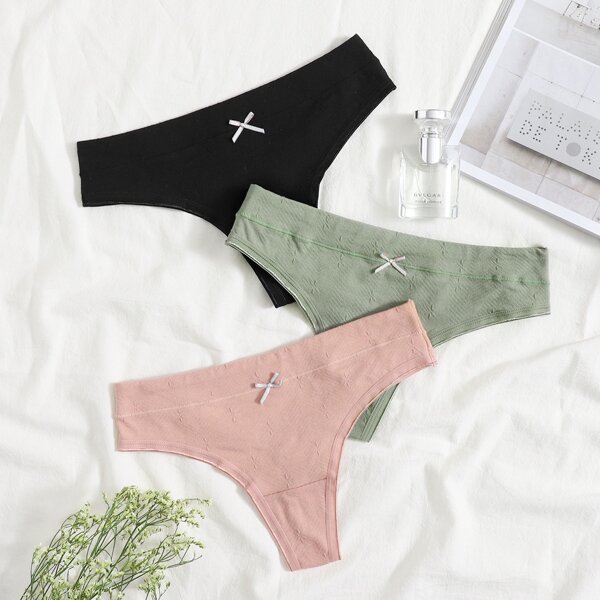 

3pack Bow Decor Panty Set, Multicolor