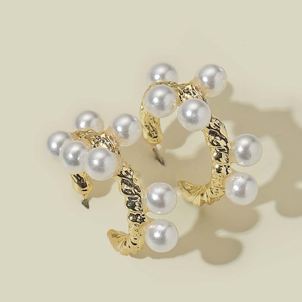 

Faux Pearl Decor Earrings, Gold