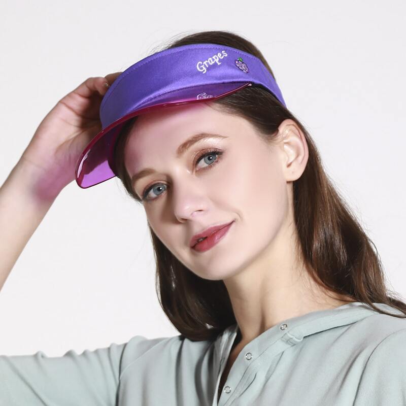 

Fruit Embroidery Visor Hat, Purple
