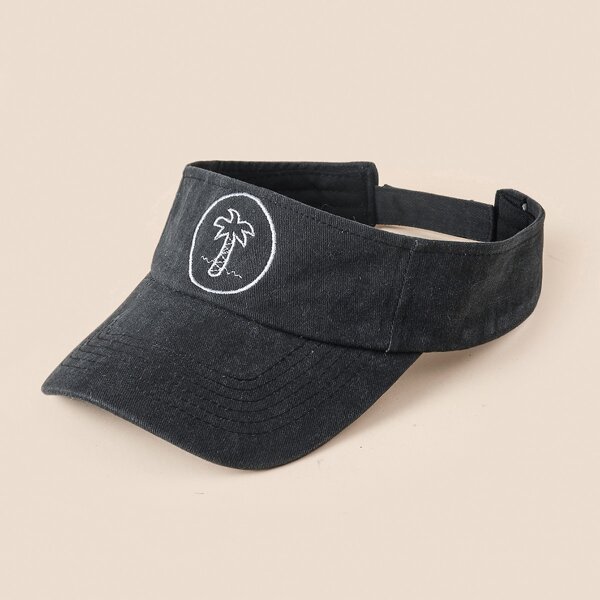 

Tree Embroidery Visor Hat, Black