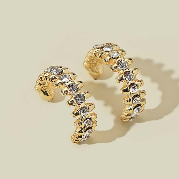 

Rhinestone Decor Earrings, Gold