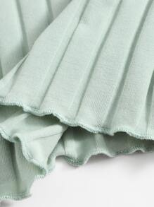 SHEIN EZwear Lettuce Trim Rib-knit Tank Top - Mint Green - View 5
