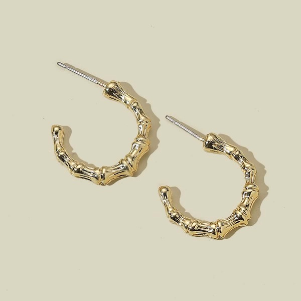 

Bamboo Joint Earrings, Gold