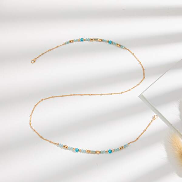 

Bead Decor Face Mask Chain, Blue