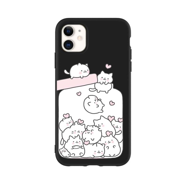 

Cartoon Cat iPhone Case, Black