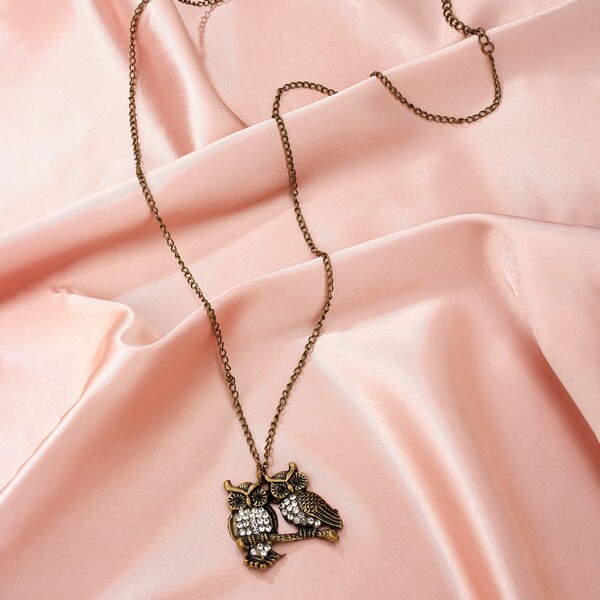 

Owl Charm Necklace, Bronze