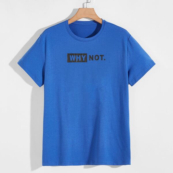 

Men Letter Graphic Tee, Royal blue