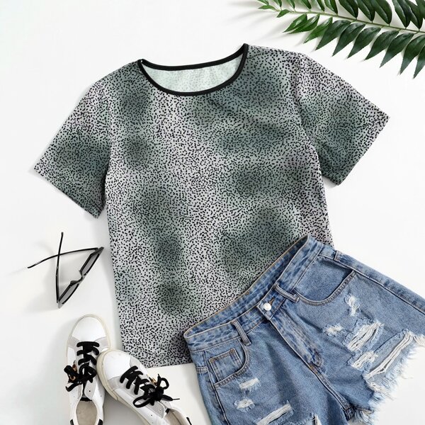 

Allover Print Short Sleeve Tee, Multicolor