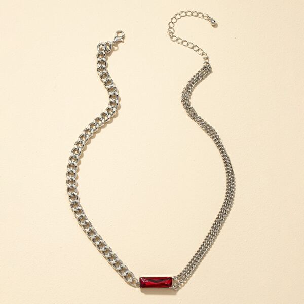 

Geometric Decor Chain Necklace, Silver