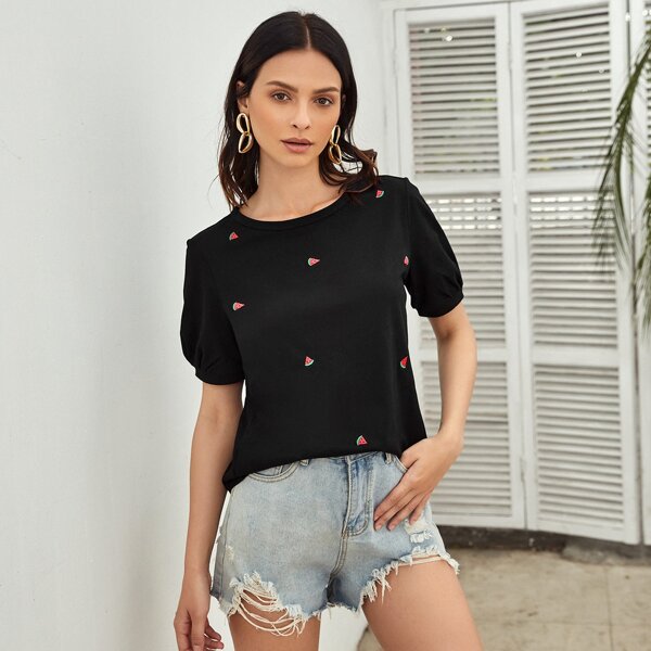

Watermelon Print Top, Black