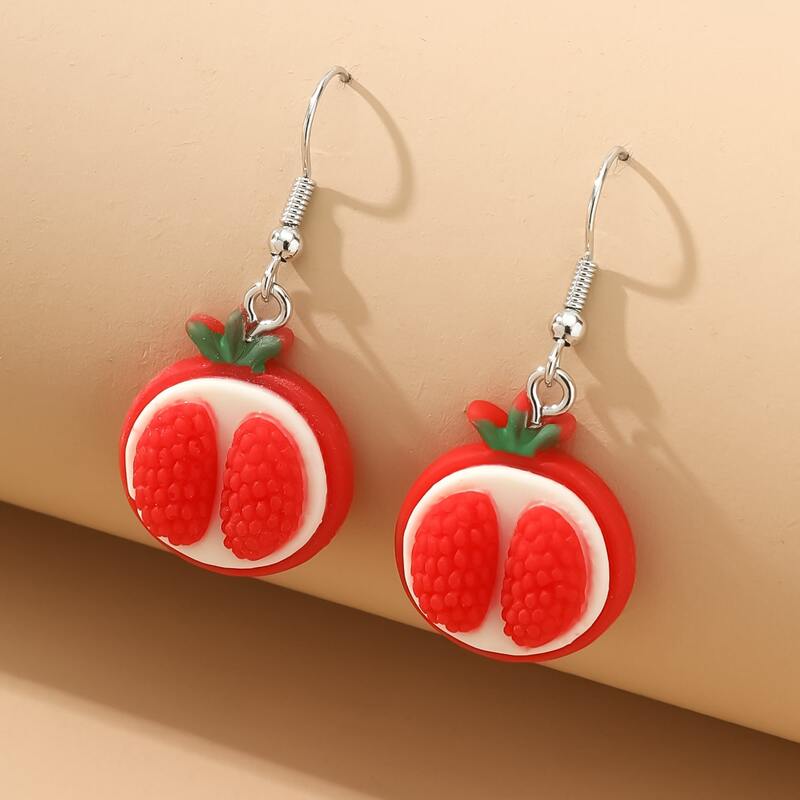 

Pomegranate Drop Earrings, Red