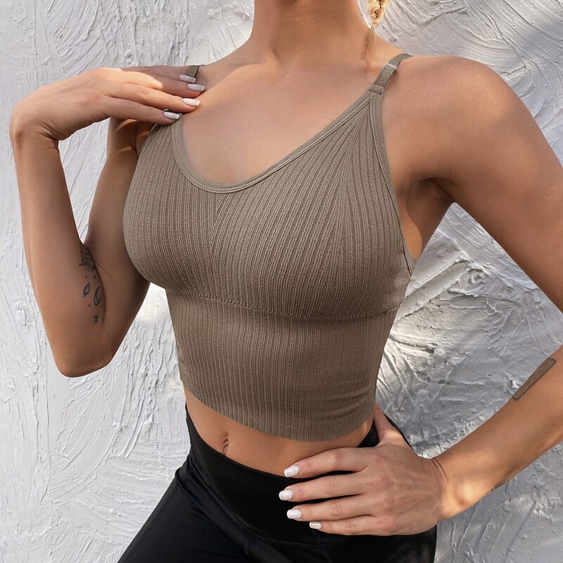 

Light Support Seamless Cami Sports Bra, Coffee brown